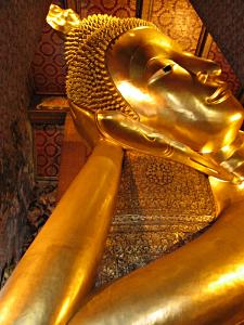 The world's largest reclining Buddha in the Wat Pho temple, Bangkok.