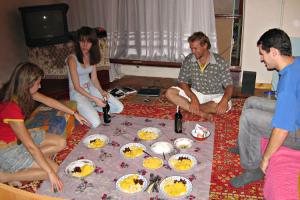 Eating mamaliga with friends in
Chisinau