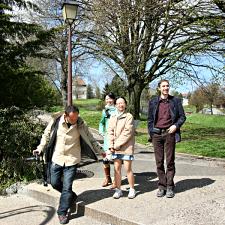 Walking in a city park in Besancon, France.