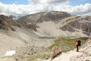 A view of the Dolomites from Wasserscharte pass.