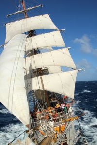 Sailing across the Atlantic Ocean on Bark Europa.