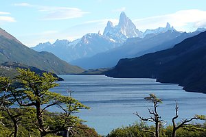 Lake Desierto with the famous peak of Fitz Roy in the background.