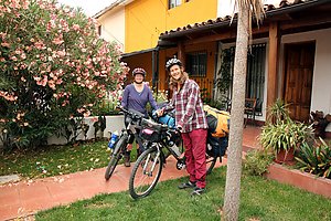 In Santiago at Elba's family's garden, ready to go.