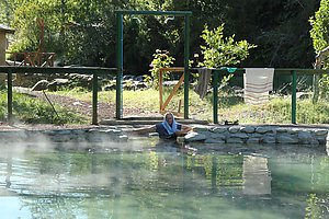 Bathing in the hot pool of Termas Hipolito Muñoz.