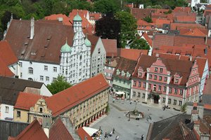 The center of Memmingen photographed from the St. Martin church tower.