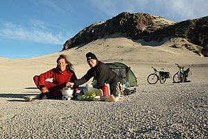 Cooking in front of the tent near the Antonio Samore pass.