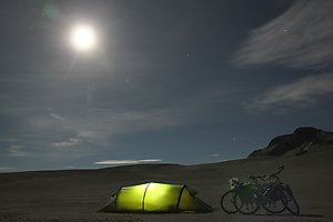The tent under the full moon.