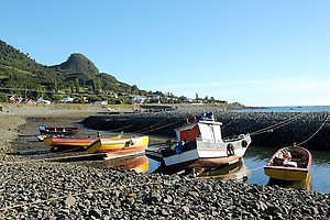 Fishing boats next to the Carretera Austral.