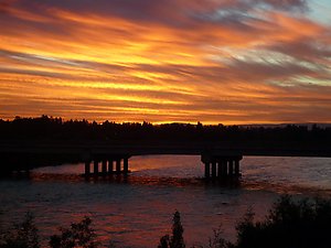 Sunset over the river Bio-Bio.