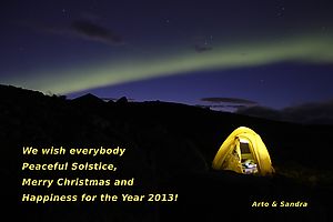 Our season's greetings card: Northern lights in Sarek.