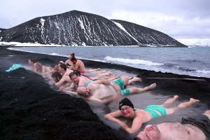 Hot bath next to the cold Antarctic sea.