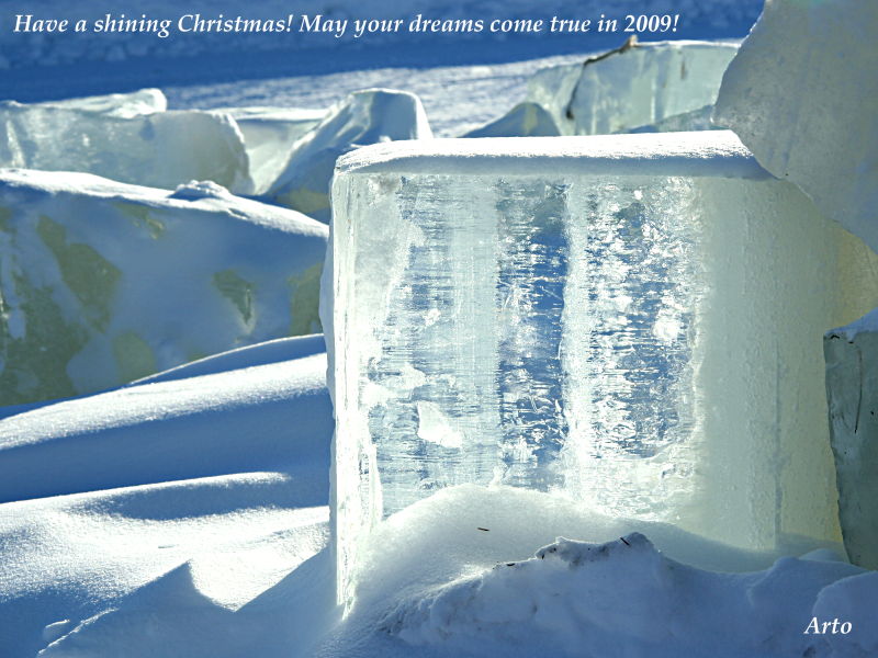 Photo: Sunshine in an ice cube. Torvinen, Finland, February 23, 2008.