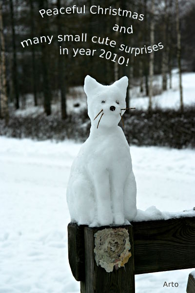 Photo: A snow cat delighted bypassers in the central park. Helsinki, Finland, January 28, 2009.