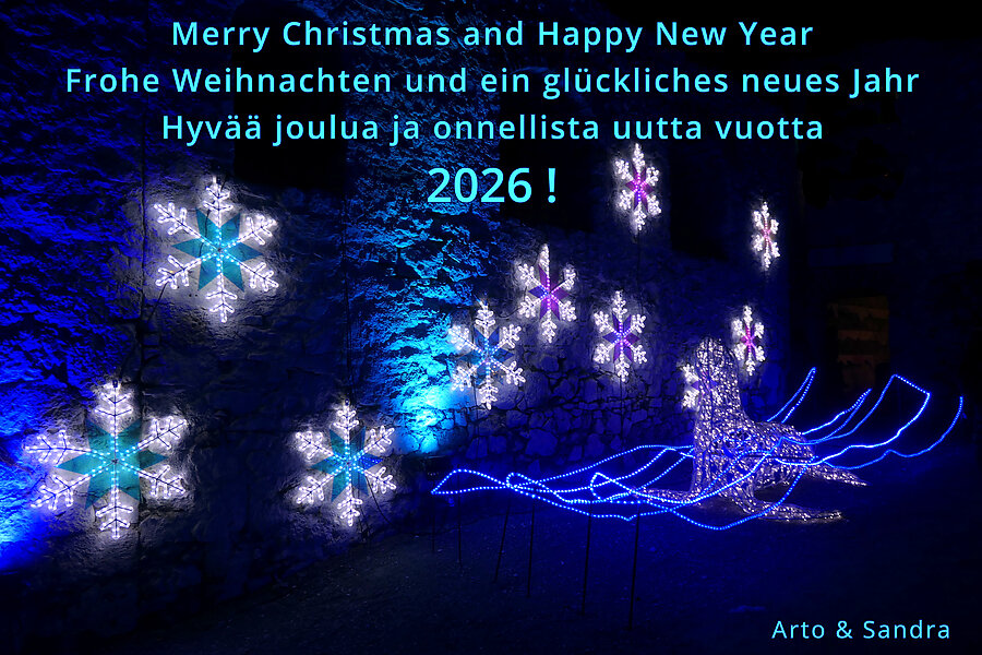 Light installations of the Lumagica event at Ehrenberg castle, Reutte, Austria, December 2025.